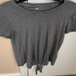 Grey and White striped soft tee